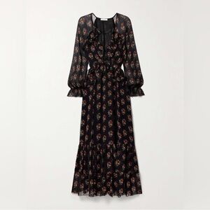 Doen Black Floral Long Sleeve Dress